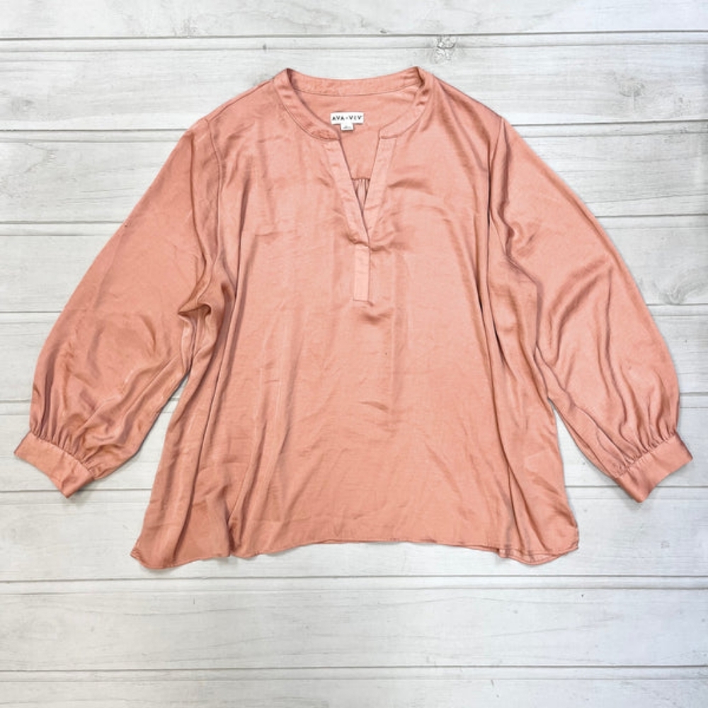 Ava & Viv Plus Size Peach Boho Blouse - image 2